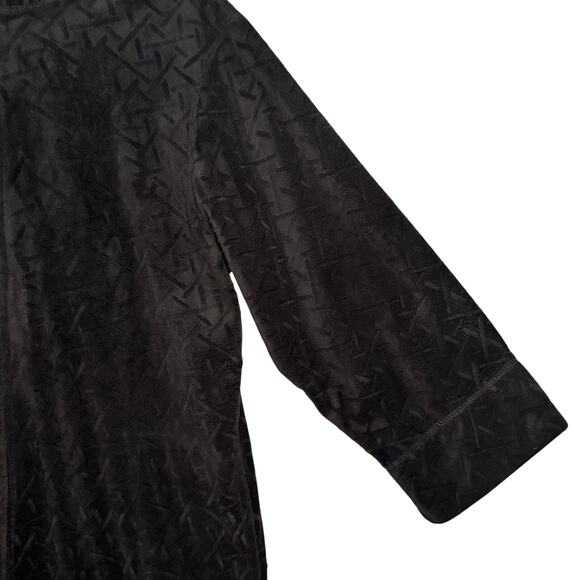 Natori Zip-Up Long Sleeve Stand Collar Maxi Robe Women XL Textured Velour Black - Picture 4 of 9